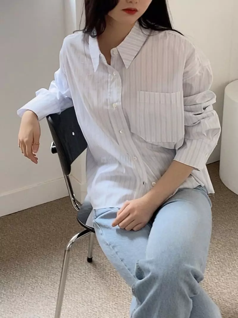 Cocoschon - Korean Women Fashion - #restrostyle - Cutting Shirt