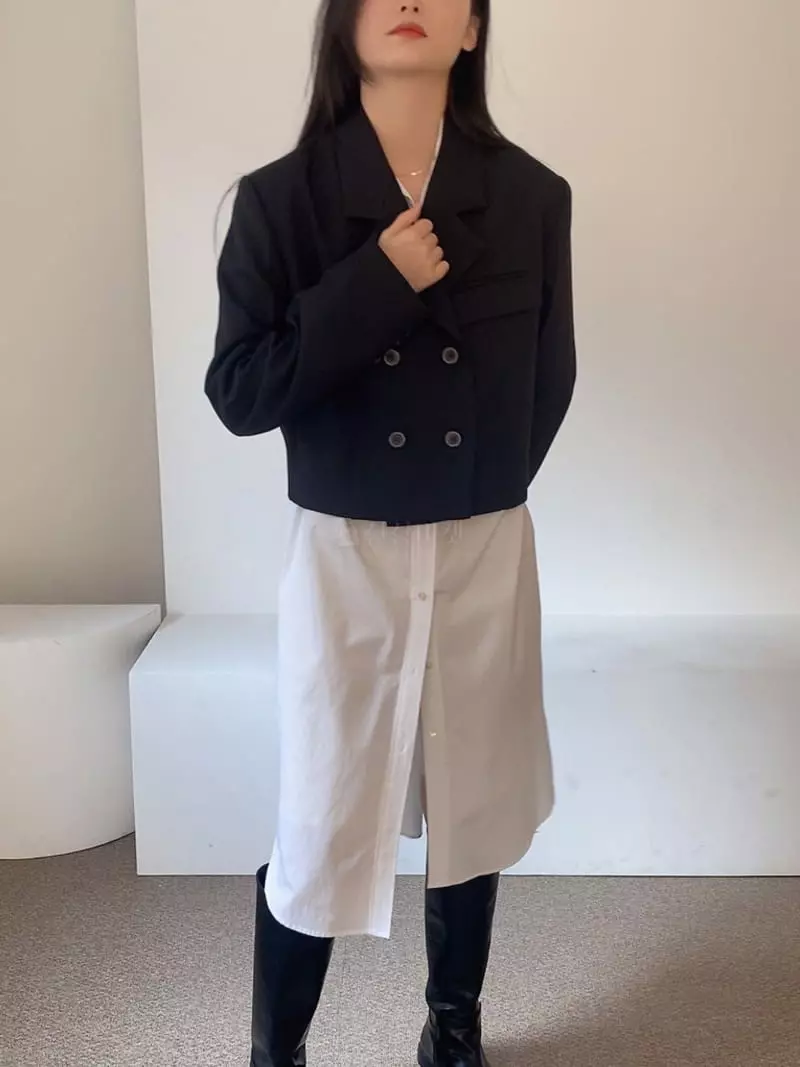 Cocoschon - Korean Women Fashion - #vintageinspired - Double Crop Jacket - 2