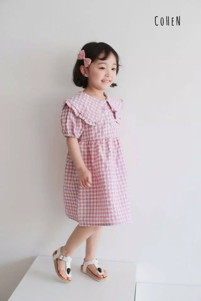 Cohen - Korean Children Fashion - #Kfashion4kids - Check Collar One-piece - 6