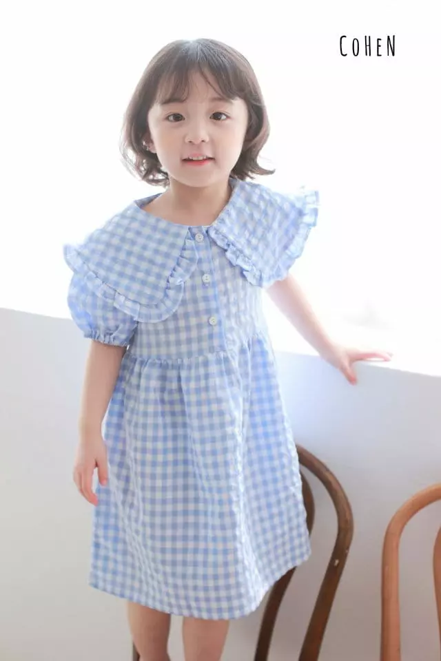 Cohen - Korean Children Fashion - #discoveringself - Check Collar One-piece