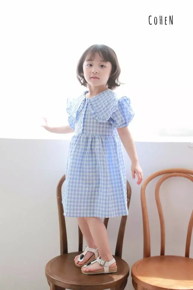 Cohen - Korean Children Fashion - #fashionkids - Check Collar One-piece - 2