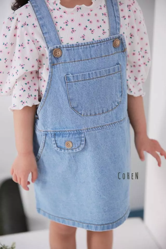 Cohen - Korean Children Fashion - #minifashionista - Denim Dungarees Skirt - 2