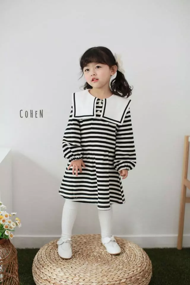 Cohen - Korean Children Fashion - #prettylittlegirls - Stripes Sailor One-piece - 2