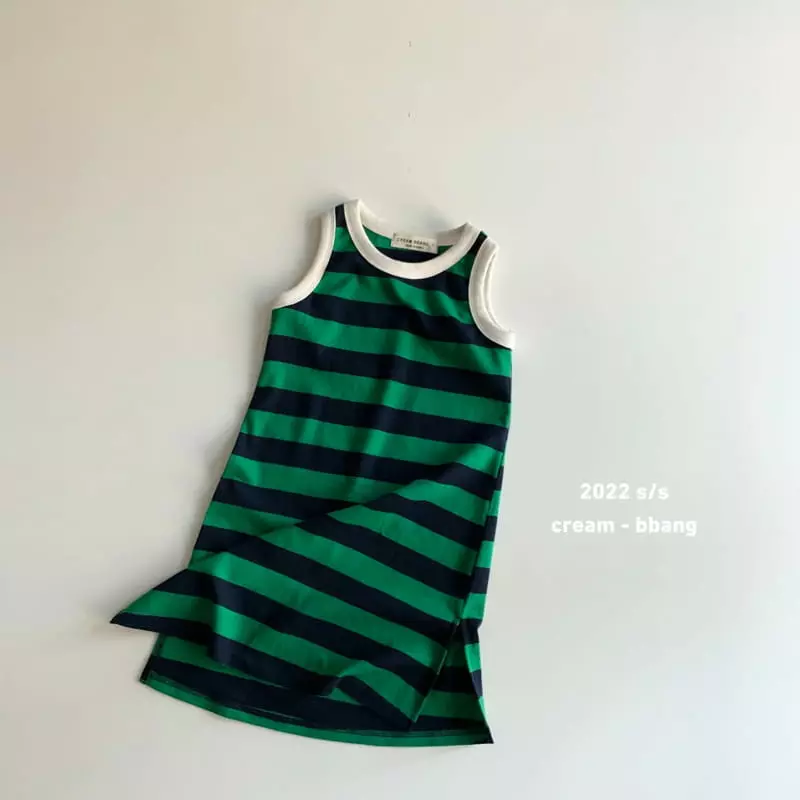 Cream Bbang - Korean Children Fashion - #designkidswear - Stripes Long One-piece