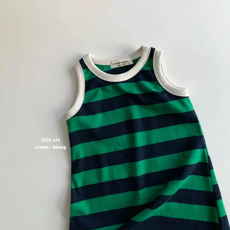 Cream Bbang - Korean Children Fashion - #discoveringself - Stripes Long One-piece - 2
