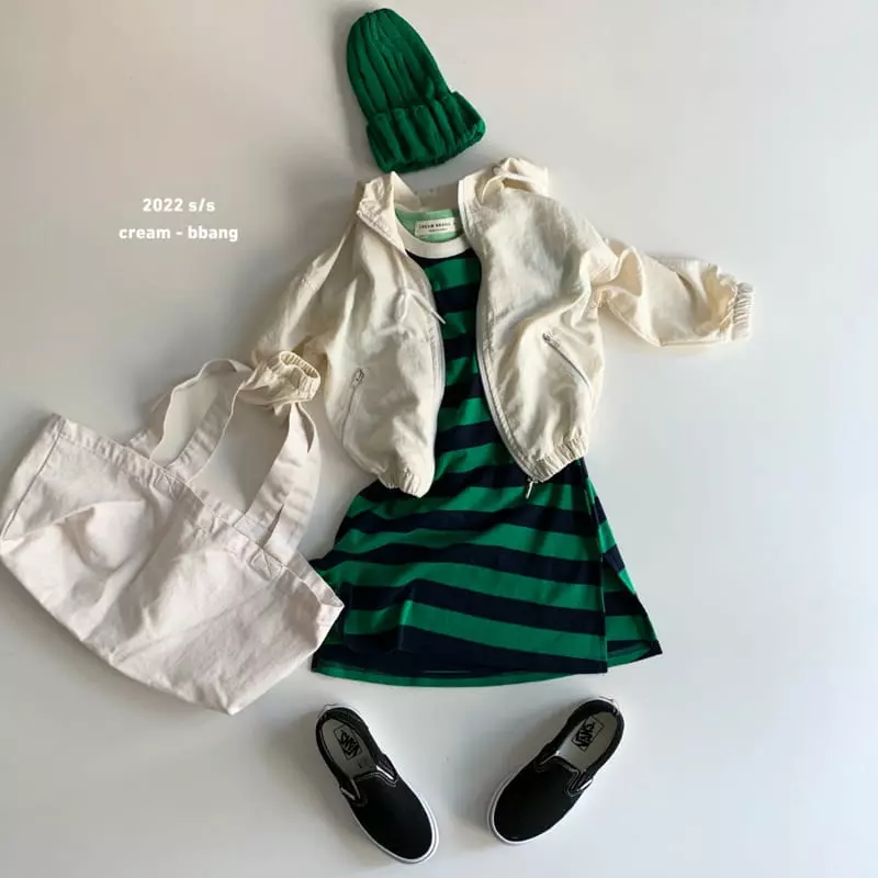 Cream Bbang - Korean Children Fashion - #kidzfashiontrend - Stripes Long One-piece - 6