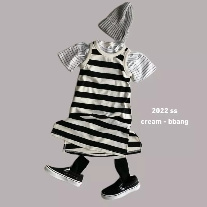 Cream Bbang - Korean Children Fashion - #todddlerfashion - Stripes Long One-piece - 12