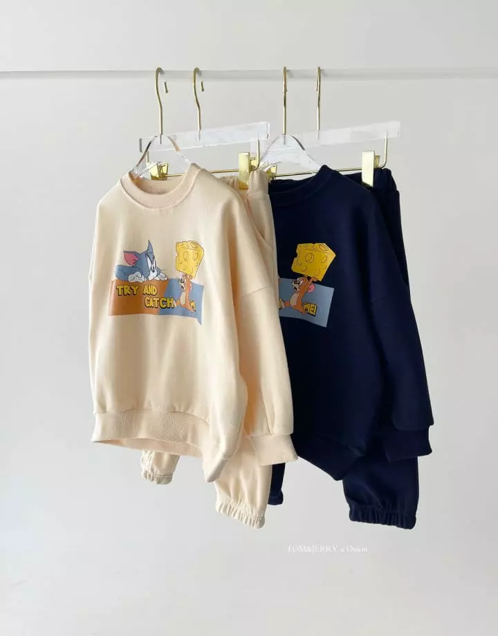 Dsaint - Korean Children Fashion - #Kfashion4kids - Cheese Top Jerry Top Bottom Set