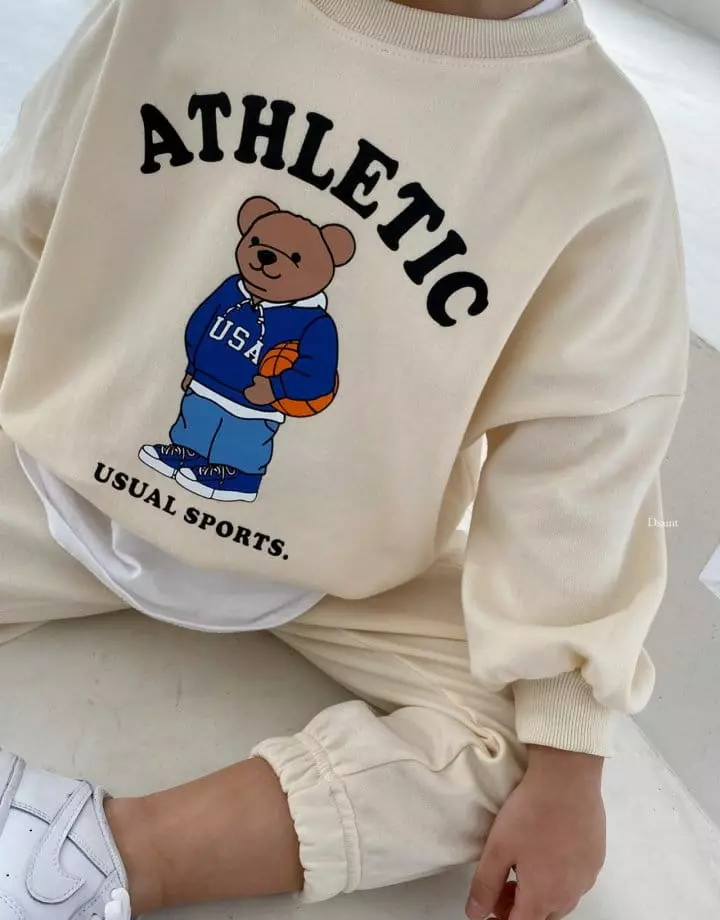 Dsaint - Korean Children Fashion - #childofig - Bear Basket Top Bottom Set - 7