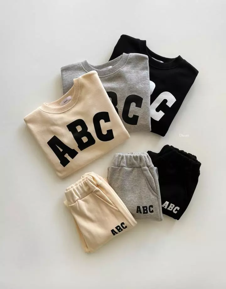 Dsaint - Korean Children Fashion - #childofig - ABC Jogger Top Bottom Set