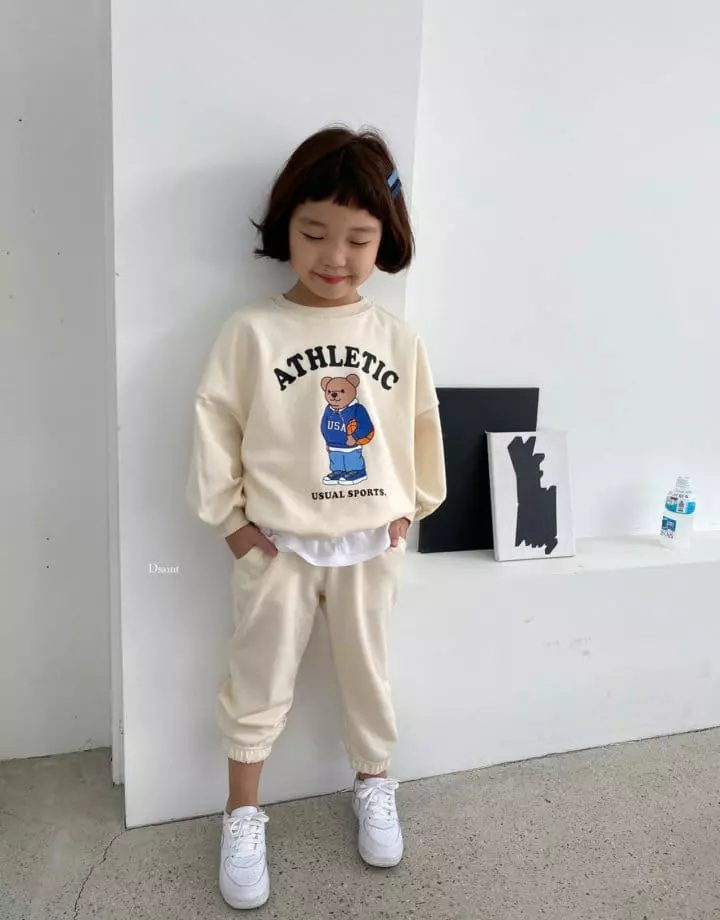 Dsaint - Korean Children Fashion - #childrensboutique - Bear Basket Top Bottom Set - 9