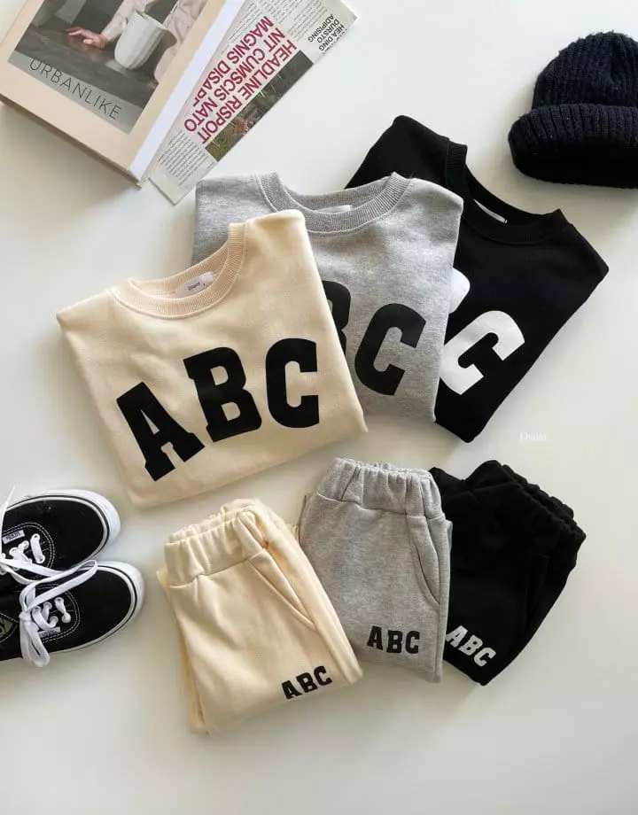 Dsaint - Korean Children Fashion - #childrensboutique - ABC Jogger Top Bottom Set - 3