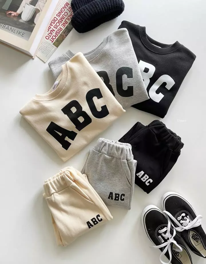 Dsaint - Korean Children Fashion - #childrensboutique - ABC Jogger Top Bottom Set - 4