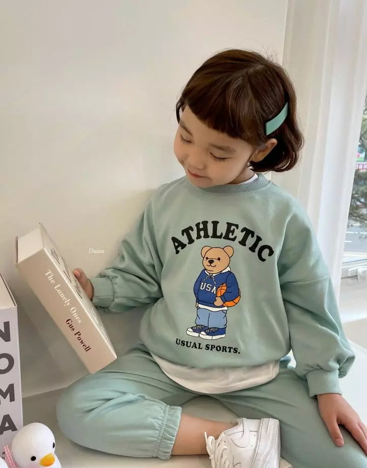 Dsaint - Korean Children Fashion - #fashionkids - Bear Basket Top Bottom Set - 12
