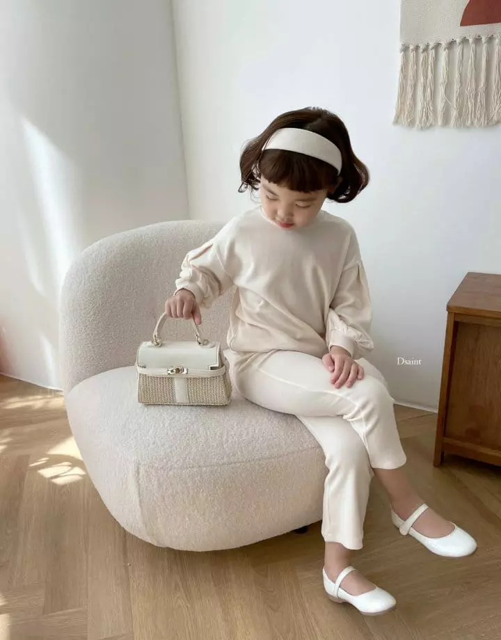 Dsaint - Korean Children Fashion - #fashionkids - Love Love Puff Wide Pants Top Bottom Set - 3
