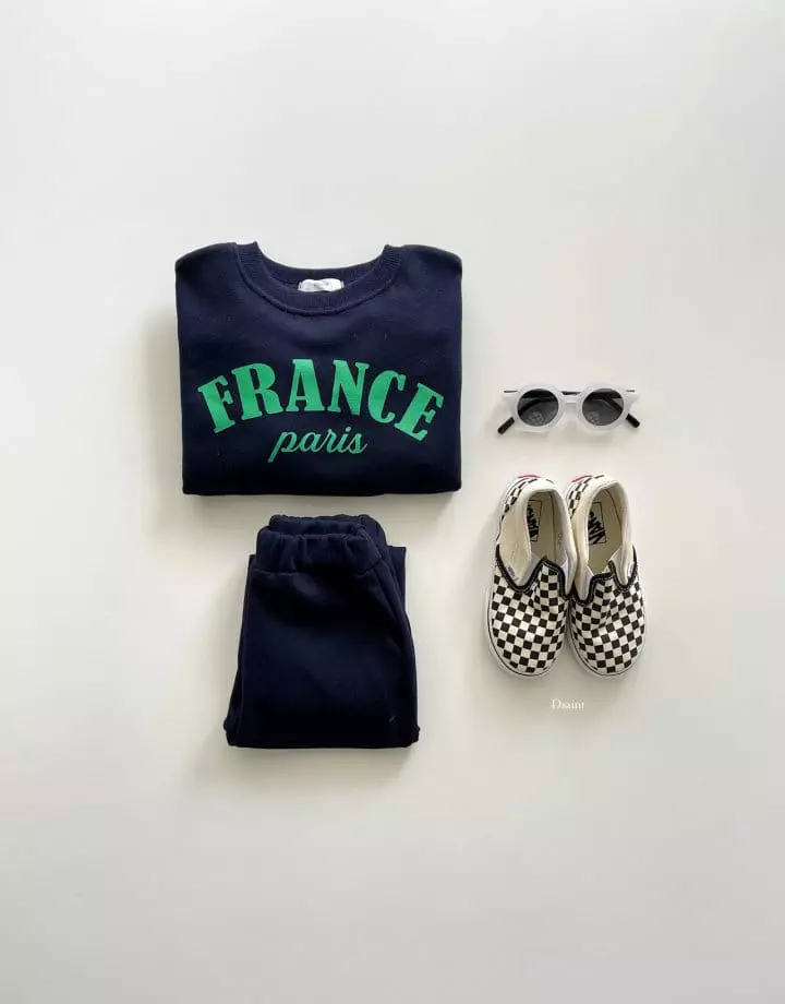 Dsaint - Korean Children Fashion - #kidsshorts - France Top Bottom Set - 5