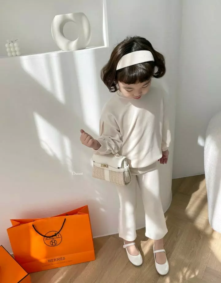 Dsaint - Korean Children Fashion - #fashionkids - Love Love Puff Wide Pants Top Bottom Set - 4