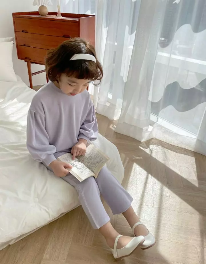 Dsaint - Korean Children Fashion - #kidsstore - Love Love Puff Wide Pants Top Bottom Set - 5