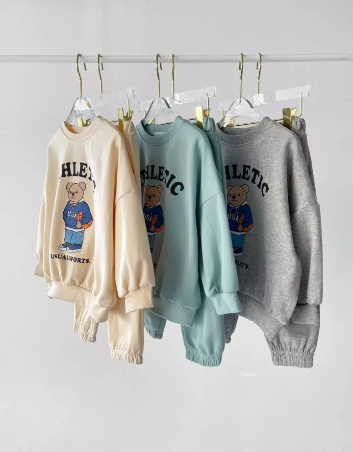 Dsaint - Korean Children Fashion - #kidzfashiontrend - Bear Basket Top Bottom Set