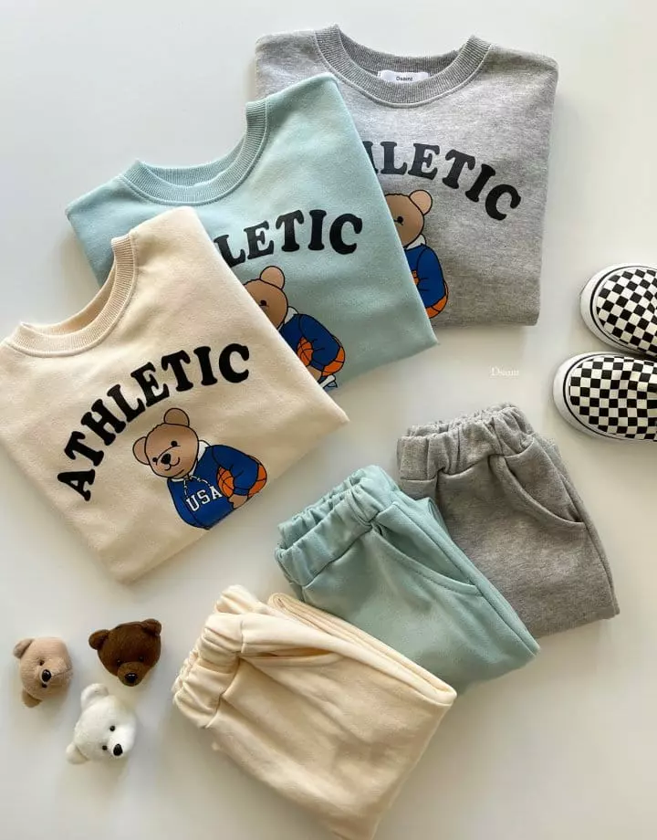 Dsaint - Korean Children Fashion - #littlefashionista - Bear Basket Top Bottom Set - 3