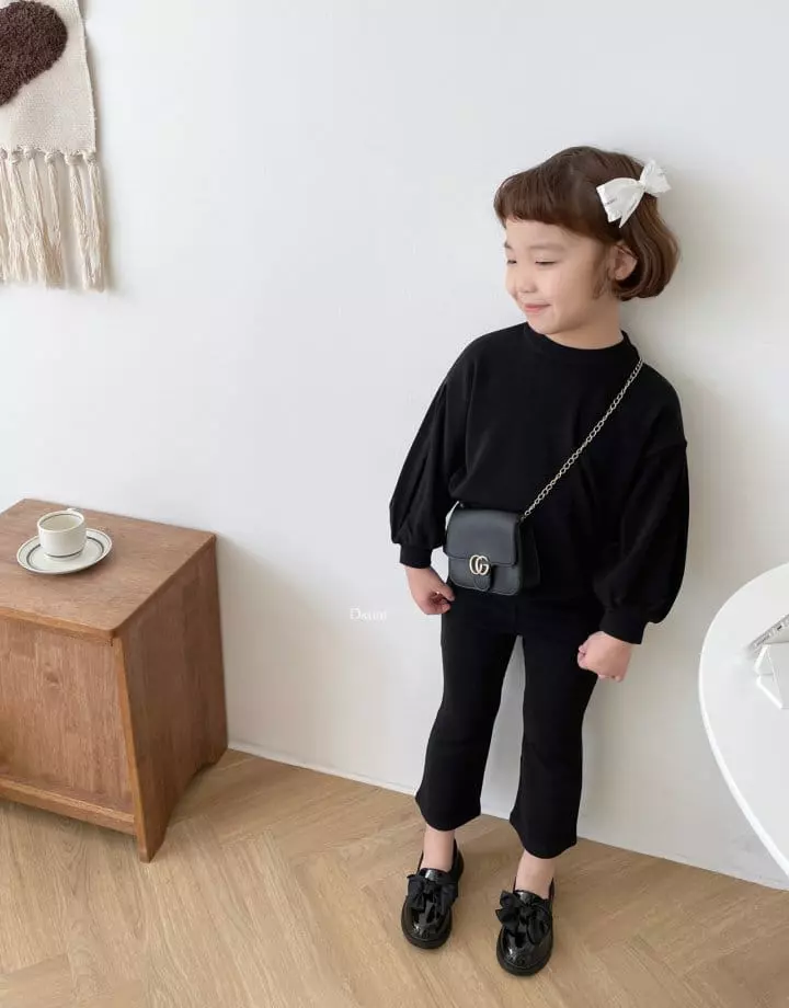 Dsaint - Korean Children Fashion - #littlefashionista - Love Love Puff Wide Pants Top Bottom Set - 8