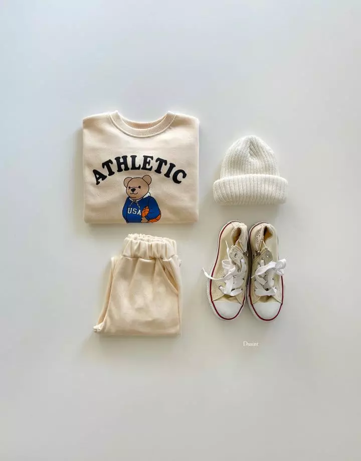 Dsaint - Korean Children Fashion - #littlefashionista - Bear Basket Top Bottom Set - 4