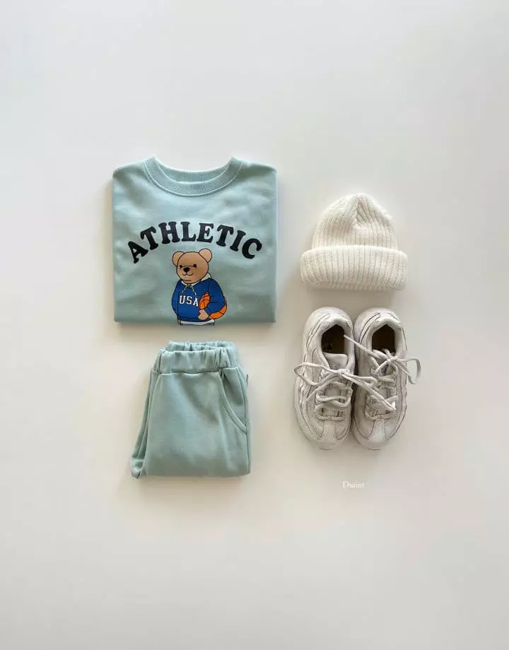 Dsaint - Korean Children Fashion - #minifashionista - Bear Basket Top Bottom Set - 5