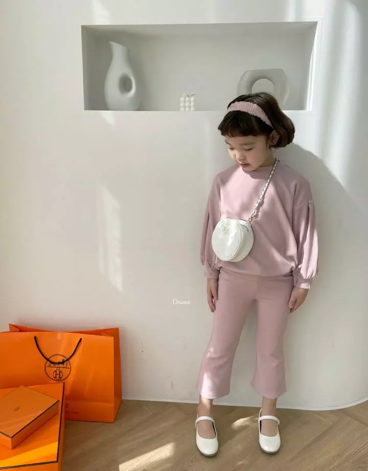Dsaint - Korean Children Fashion - #minifashionista - Love Love Puff Wide Pants Top Bottom Set - 10