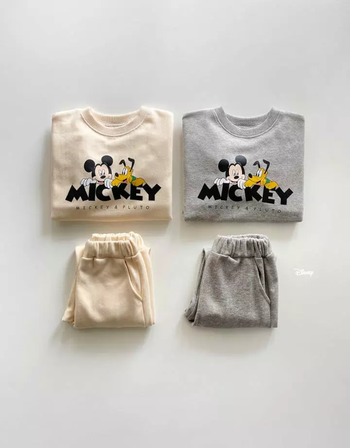 Dsaint - Korean Children Fashion - #toddlerclothing - Mickey Pluto Top Bottom Set - 2