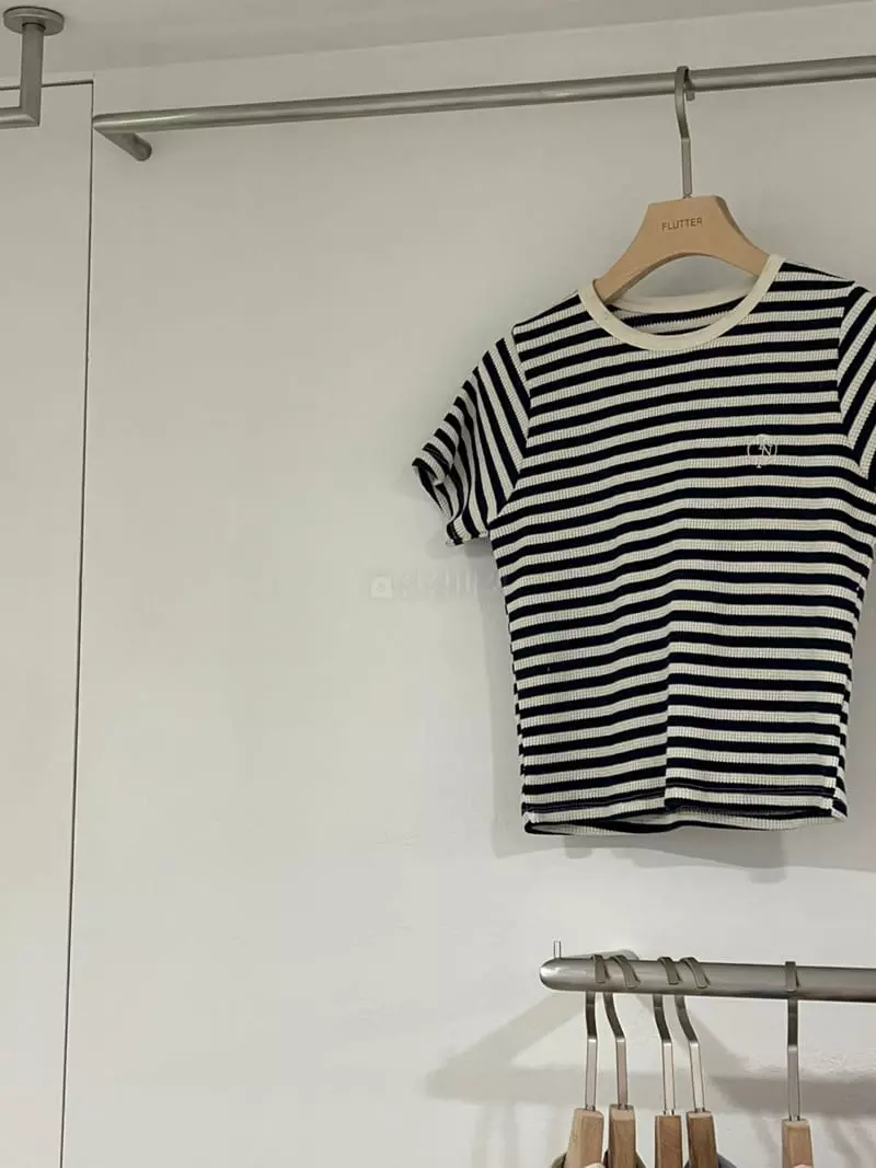 Flutter - Korean Women Fashion - #momslook - Waffle Stripes Tee - 4