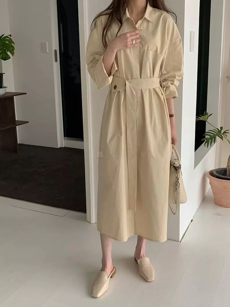 Flutter - Korean Women Fashion - #vintagekidsstyle - Button Shirt One-piece - 4