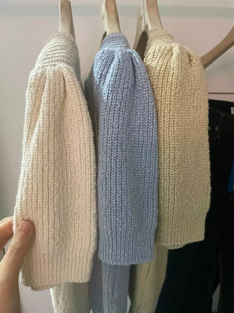 Flutter - Korean Women Fashion - #vintageinspired - Square Puff Knit - 4