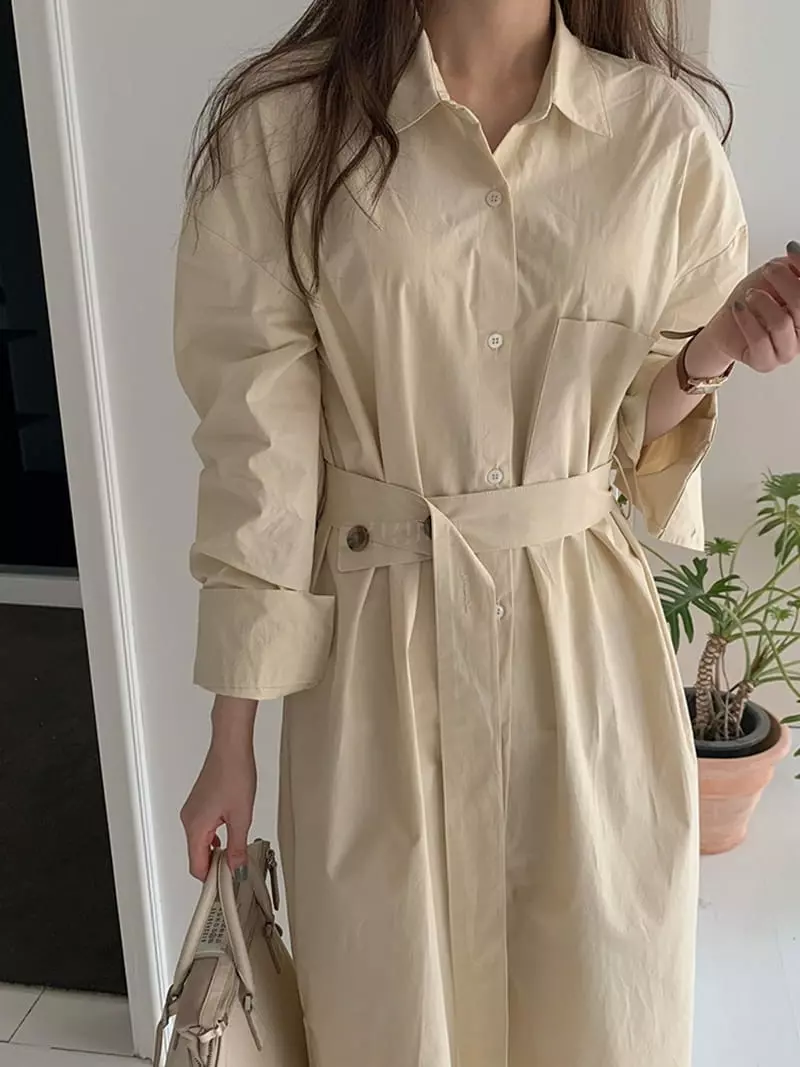 Flutter - Korean Women Fashion - #vintagekidsstyle - Button Shirt One-piece - 3