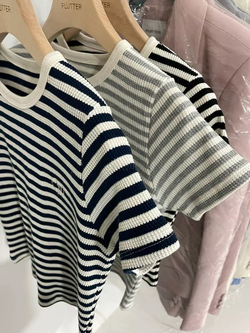 Flutter - Korean Women Fashion - #womensfashion - Waffle Stripes Tee