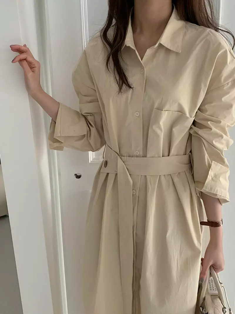 Flutter - Korean Women Fashion - #womensfashion - Button Shirt One-piece