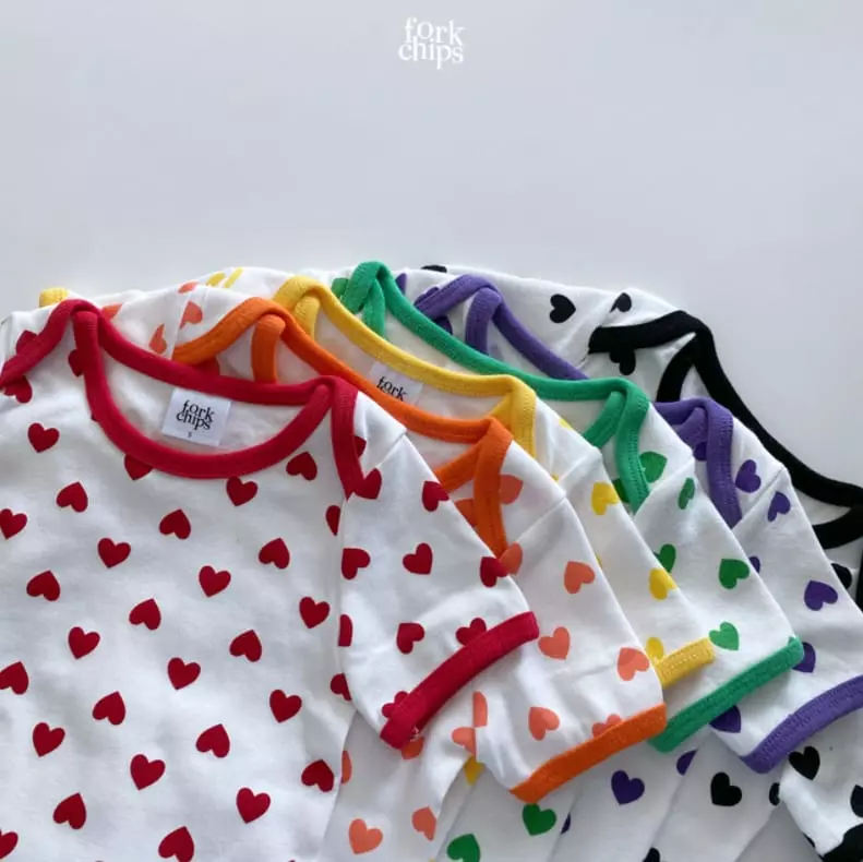 Fork Chips - Korean Baby Fashion - #babyoutfit - Heart Bodyusit - 11