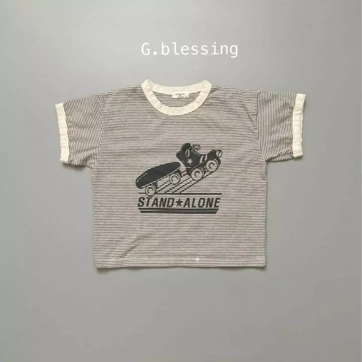 G Blessing - Korean Children Fashion - #fashionkids - Roller Stripes Tee - 2