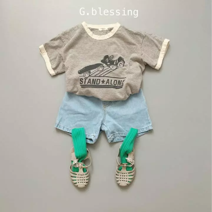 G Blessing - Korean Children Fashion - #kidsshorts - Roller Stripes Tee - 4