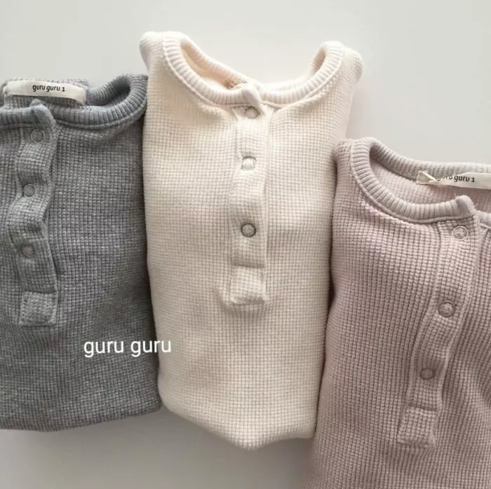 Guru Guru - Korean Children Fashion - #kidzfashiontrend - Waffle Bodysuit - 3