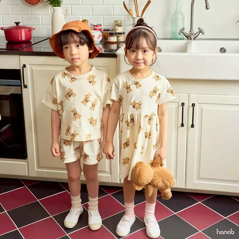 Hanab - Korean Children Fashion - #prettylittlegirls - Ribbon Bear Top Bottom Set - 4