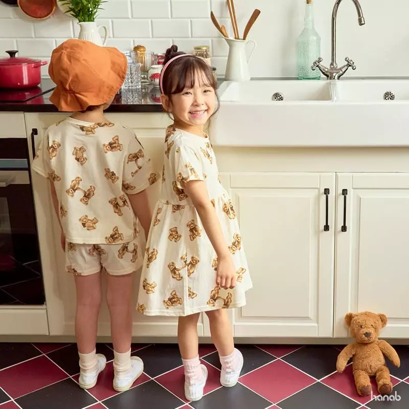 Hanab - Korean Children Fashion - #childrensboutique - Ribbon Bear Top Bottom Set - 6