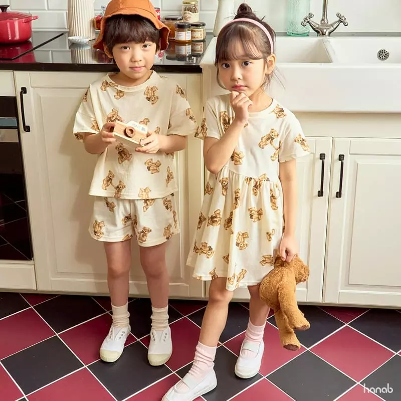 Hanab - Korean Children Fashion - #kidsstore - Ribbon Bear Top Bottom Set - 11