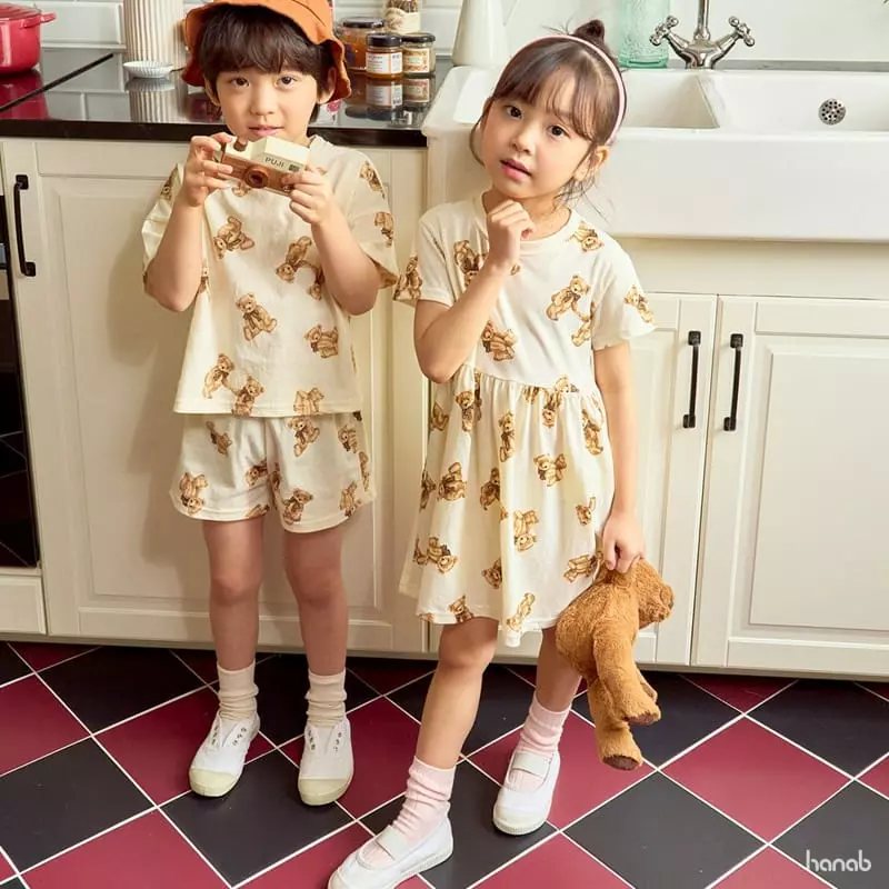 Hanab - Korean Children Fashion - #kidzfashiontrend - Ribbon Bear Top Bottom Set - 12