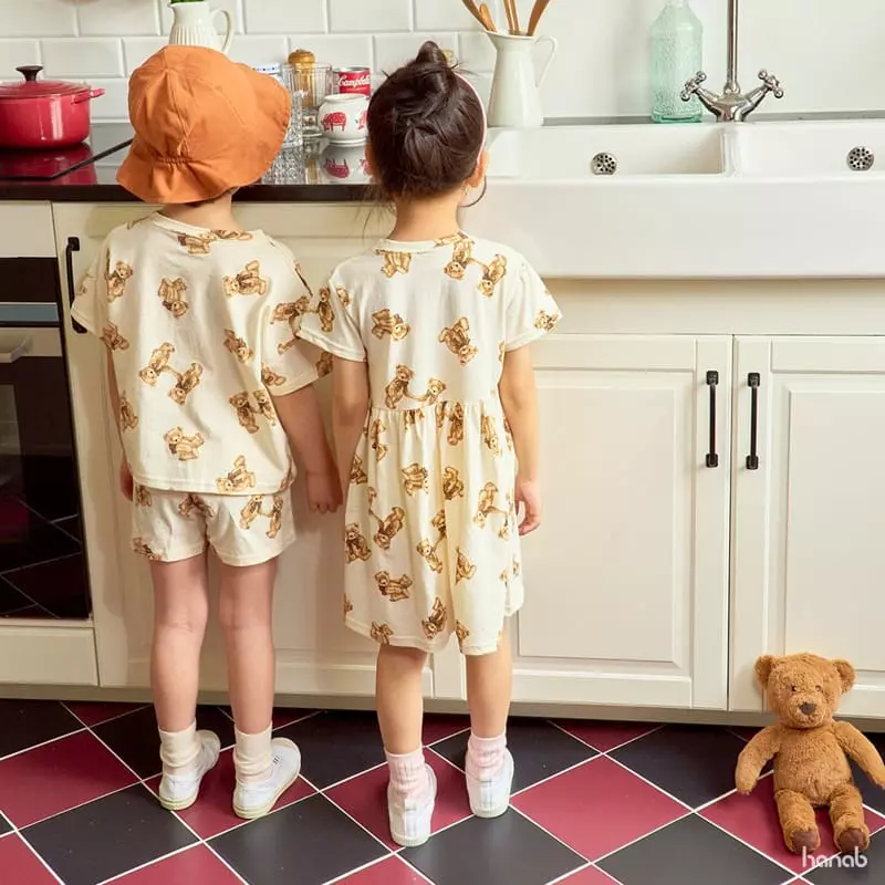 Hanab - Korean Children Fashion - #magicofchildhood - Ribbon Bear Top Bottom Set