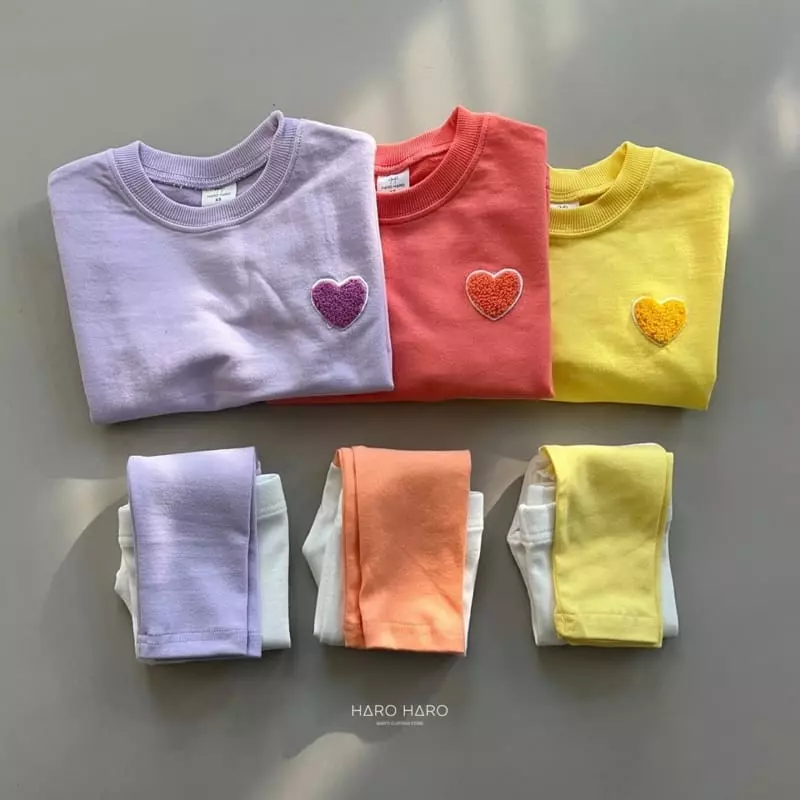 Haro Haro - Korean Children Fashion - #designkidswear - Heart Top Bottom Set