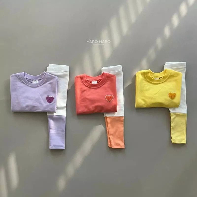 Haro Haro - Korean Children Fashion - #discoveringself - Heart Top Bottom Set - 2