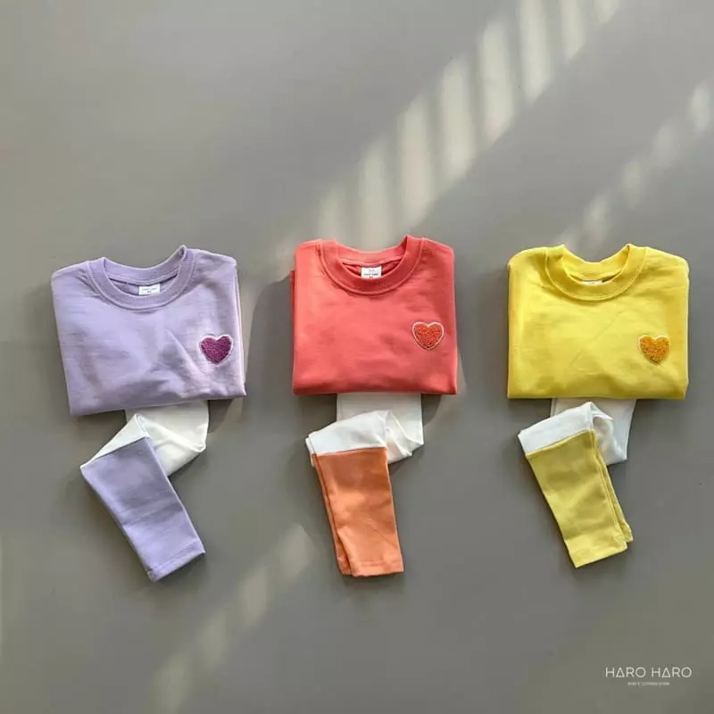 Haro Haro - Korean Children Fashion - #fashionkids - Heart Top Bottom Set - 3