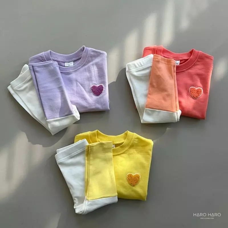 Haro Haro - Korean Children Fashion - #fashionkids - Heart Top Bottom Set - 4