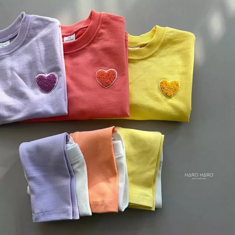 Haro Haro - Korean Children Fashion - #kidsstore - Heart Top Bottom Set - 5