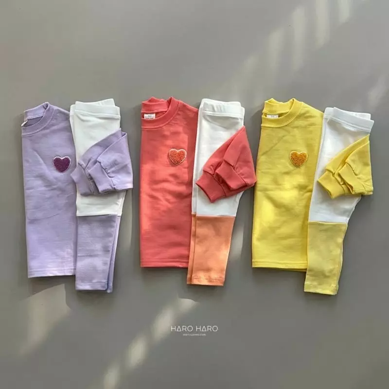 Haro Haro - Korean Children Fashion - #kidzfashiontrend - Heart Top Bottom Set - 6